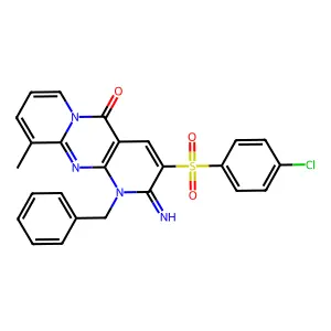 1-benzyl-3-[(4-chlorophenyl)sulfonyl]-2-imino-10-methyl-1,2-dihydro-5H-dipyrido[1,2-a:2,3-d]pyrimidin-5-one structure