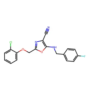 2-[(2-Chlorophenoxy)methyl]-5-[(4-fluorobenzyl)amino]-1,3-oxazole-4-carbonitrile structure
