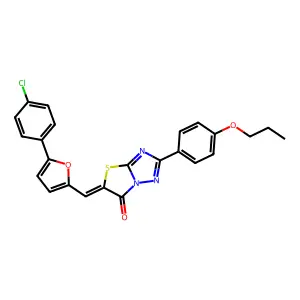 (5Z)-5-{[5-(4-chlorophenyl)furan-2-yl]methylidene}-2-(4-propoxyphenyl)[1,3]thiazolo[3,2-b][1,2,4]triazol-6(5H)-one structure