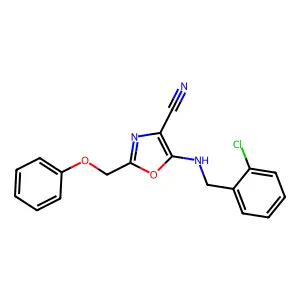 5-[(2-Chlorobenzyl)amino]-2-(phenoxymethyl)-1,3-oxazole-4-carbonitrile structure