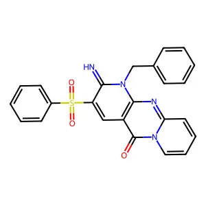 1-benzyl-2-imino-3-(phenylsulfonyl)-1H-dipyrido[1,2-a:2',3'-d]pyrimidin-5(2H)-one structure
