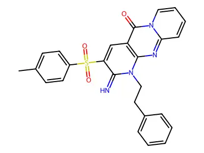 2-imino-3-[(4-methylphenyl)sulfonyl]-1-(2-phenylethyl)-1,2-dihydro-5H-dipyrido[1,2-a:2',3'-d]pyrimidin-5-one structure