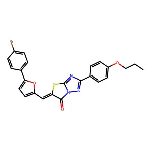 (5Z)-5-{[5-(4-bromophenyl)furan-2-yl]methylidene}-2-(4-propoxyphenyl)[1,3]thiazolo[3,2-b][1,2,4]triazol-6(5H)-one structure
