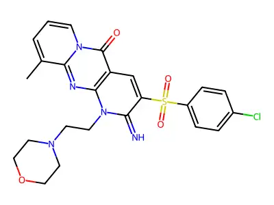 3-((4-Chlorophenyl)sulfonyl)-2-imino-10-methyl-1-(2-morpholinoethyl)-1H-dipyrido[1,2-a:2',3'-d]pyrimidin-5(2H)-one structure