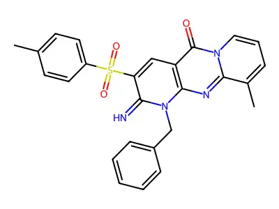 1-Benzyl-2-imino-10-methyl-3-tosyl-1H-dipyrido[1,2-a:2',3'-d]pyrimidin-5(2H)-one structure