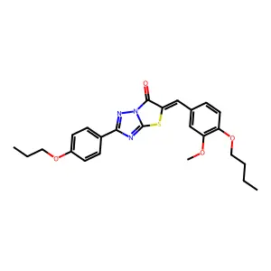 (5Z)-5-(4-butoxy-3-methoxybenzylidene)-2-(4-propoxyphenyl)[1,3]thiazolo[3,2-b][1,2,4]triazol-6(5H)-one structure