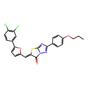 (5Z)-5-{[5-(3,4-dichlorophenyl)furan-2-yl]methylidene}-2-(4-propoxyphenyl)[1,3]thiazolo[3,2-b][1,2,4]triazol-6(5H)-one structure