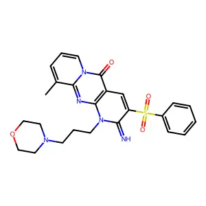 5-(benzenesulfonyl)-6-imino-11-methyl-7-[3-(morpholin-4-yl)propyl]-1,7,9-triazatricyclo[8.4.0.0^{3,8}]tetradeca-3(8),4,9,11,13-pentaen-2-one structure