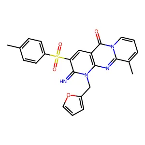 1-Furan-2-ylmethyl-2-imino-8-methyl-3-(toluene-4-sulfonyl)-1,2-dihydro-1,9,10a-triaza-anthracen-10-on e structure