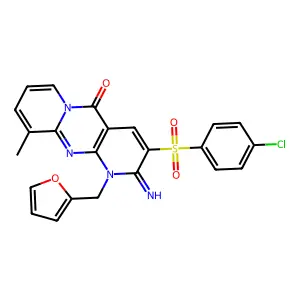3-[(4-chlorophenyl)sulfonyl]-1-(2-furylmethyl)-2-imino-10-methyl-1,2-dihydro-5H-dipyrido[1,2-a:2,3-d]pyrimidin-5-one structure