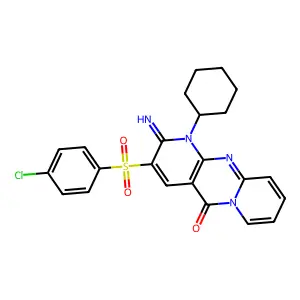 3-[(4-chlorophenyl)sulfonyl]-1-cyclohexyl-2-imino-1,2-dihydro-5H-dipyrido[1,2-a:2',3'-d]pyrimidin-5-one structure