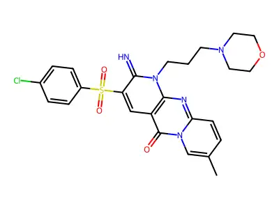 3-[(4-chlorophenyl)sulfonyl]-2-imino-8-methyl-1-[3-(morpholin-4-yl)propyl]-1,2-dihydro-5H-dipyrido[1,2-a:2',3'-d]pyrimidin-5-one structure