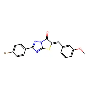 (5E)-2-(4-bromophenyl)-5-(3-methoxybenzylidene)[1,3]thiazolo[3,2-b][1,2,4]triazol-6(5H)-one structure