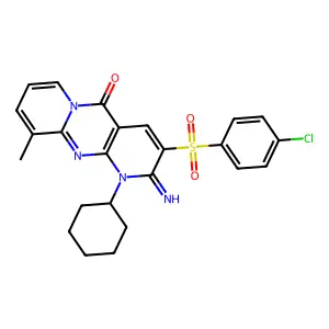 3-((4-Chlorophenyl)sulfonyl)-1-cyclohexyl-2-imino-10-methyl-1H-dipyrido[1,2-a:2',3'-d]pyrimidin-5(2H)-one structure
