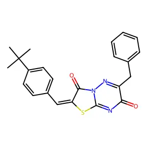 6-Benzyl-2-(4-(tert-butyl)benzylidene)-2H-thiazolo[3,2-b][1,2,4]triazine-3,7-dione structure