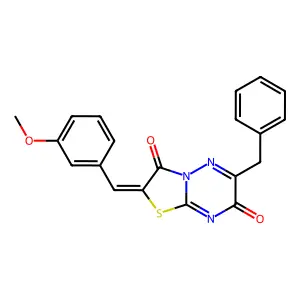 (2Z)-6-benzyl-2-(3-methoxybenzylidene)-7H-[1,3]thiazolo[3,2-b][1,2,4]triazine-3,7(2H)-dione structure