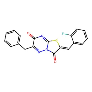 6-Benzyl-2-(2-fluorobenzylidene)-2H-thiazolo[3,2-b][1,2,4]triazine-3,7-dione structure