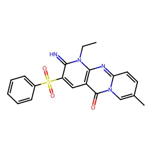 1-ethyl-2-imino-8-methyl-3-(phenylsulfonyl)-1H-dipyrido[1,2-a:2',3'-d]pyrimidin-5(2H)-one structure