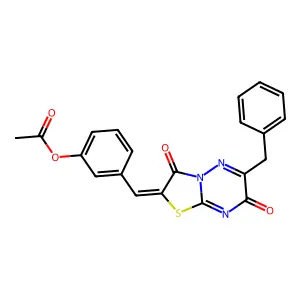 3-[(Z)-(6-benzyl-3,7-dioxo-7H-[1,3]thiazolo[3,2-b][1,2,4]triazin-2(3H)-ylidene)methyl]phenyl acetate structure