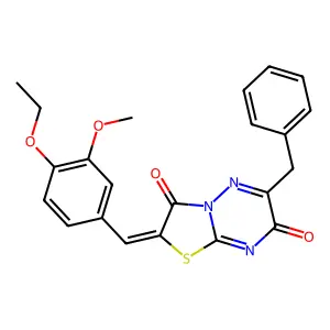 (2Z)-6-benzyl-2-(4-ethoxy-3-methoxybenzylidene)-7H-[1,3]thiazolo[3,2-b][1,2,4]triazine-3,7(2H)-dione structure