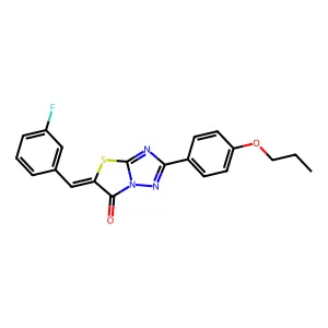 (Z)-5-(3-fluorobenzylidene)-2-(4-propoxyphenyl)thiazolo[3,2-b][1,2,4]triazol-6(5H)-one structure