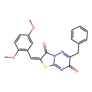 (2Z)-6-benzyl-2-(2,5-dimethoxybenzylidene)-7H-[1,3]thiazolo[3,2-b][1,2,4]triazine-3,7(2H)-dione structure