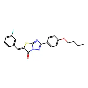 (5E)-2-(4-butoxyphenyl)-5-(3-fluorobenzylidene)[1,3]thiazolo[3,2-b][1,2,4]triazol-6(5H)-one structure
