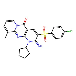 3-[(4-chlorophenyl)sulfonyl]-1-cyclopentyl-2-imino-10-methyl-1,2-dihydro-5H-dipyrido[1,2-a:2,3-d]pyrimidin-5-one structure