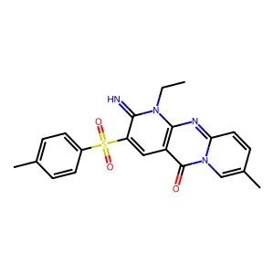 1-ethyl-2-imino-8-methyl-3-tosyl-1H-dipyrido[1,2-a:2',3'-d]pyrimidin-5(2H)-one structure