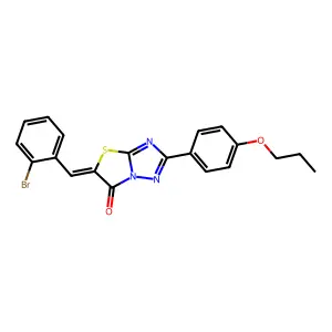 (Z)-5-(2-bromobenzylidene)-2-(4-propoxyphenyl)thiazolo[3,2-b][1,2,4]triazol-6(5H)-one structure