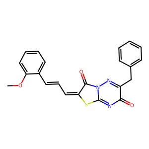 (2Z)-6-benzyl-2-[(2E)-3-(2-methoxyphenyl)prop-2-en-1-ylidene]-2H,3H,7H-[1,3]thiazolo[3,2-b][1,2,4]triazine-3,7-dione structure