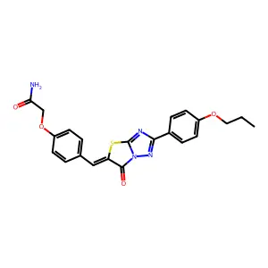 2-(4-{(Z)-[6-oxo-2-(4-propoxyphenyl)[1,3]thiazolo[3,2-b][1,2,4]triazol-5(6H)-ylidene]methyl}phenoxy)acetamide structure