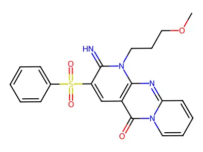 2-imino-1-(3-methoxypropyl)-3-(phenylsulfonyl)-1,2-dihydro-5H-dipyrido[1,2-a:2',3'-d]pyrimidin-5-one structure
