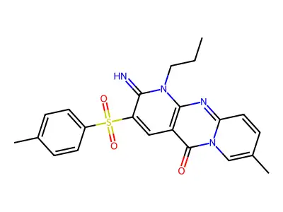 2-imino-8-methyl-1-propyl-3-tosyl-1H-dipyrido[1,2-a:2',3'-d]pyrimidin-5(2H)-one structure