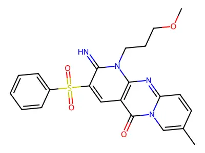 2-imino-1-(3-methoxypropyl)-8-methyl-3-(phenylsulfonyl)-1H-dipyrido[1,2-a:2',3'-d]pyrimidin-5(2H)-one structure