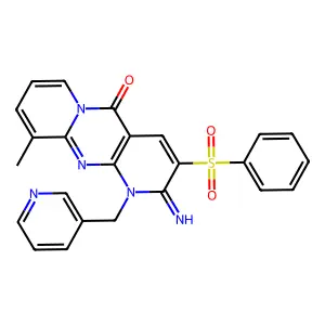 2-Imino-10-methyl-3-(phenylsulfonyl)-1-(pyridin-3-ylmethyl)-1H-dipyrido[1,2-a:2',3'-d]pyrimidin-5(2H)-one structure