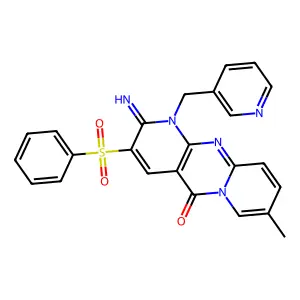 2-imino-8-methyl-3-(phenylsulfonyl)-1-(pyridin-3-ylmethyl)-1,2-dihydro-5H-dipyrido[1,2-a:2',3'-d]pyrimidin-5-one structure