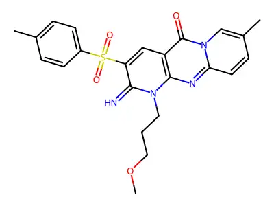 2-imino-1-(3-methoxypropyl)-8-methyl-3-[(4-methylphenyl)sulfonyl]-1,2-dihydro-5H-dipyrido[1,2-a:2,3-d]pyrimidin-5-one structure