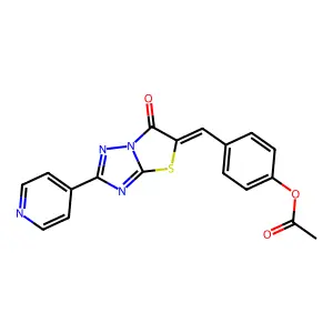 4-{(Z)-[6-oxo-2-(pyridin-4-yl)[1,3]thiazolo[3,2-b][1,2,4]triazol-5(6H)-ylidene]methyl}phenyl acetate structure
