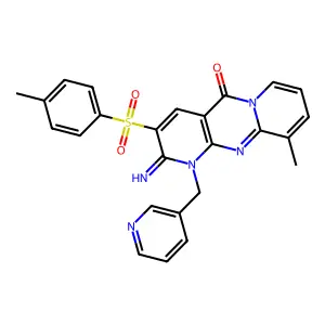 2-Imino-10-methyl-1-(pyridin-3-ylmethyl)-3-tosyl-1H-dipyrido[1,2-a:2',3'-d]pyrimidin-5(2H)-one structure