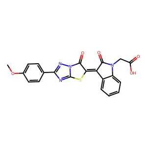 (Z)-2-(3-(2-(4-methoxyphenyl)-6-oxothiazolo[3,2-b][1,2,4]triazol-5(6H)-ylidene)-2-oxoindolin-1-yl)acetic acid structure