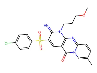 3-[(4-chlorophenyl)sulfonyl]-2-imino-1-(3-methoxypropyl)-8-methyl-1,2-dihydro-5H-dipyrido[1,2-a:2',3'-d]pyrimidin-5-one structure
