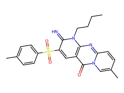 1-butyl-2-imino-8-methyl-3-[(4-methylphenyl)sulfonyl]-1,2-dihydro-5H-dipyrido[1,2-a:2',3'-d]pyrimidin-5-one structure