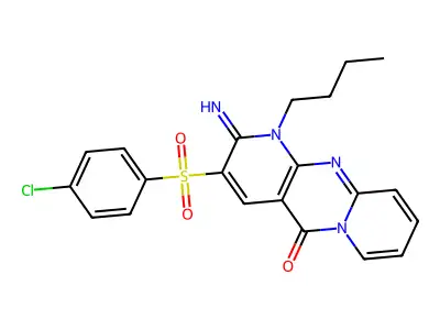 1-butyl-3-[(4-chlorophenyl)sulfonyl]-2-imino-1,2-dihydro-5H-dipyrido[1,2-a:2',3'-d]pyrimidin-5-one structure