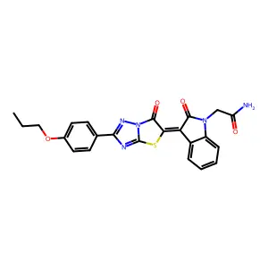 2-{(3Z)-2-oxo-3-[6-oxo-2-(4-propoxyphenyl)[1,3]thiazolo[3,2-b][1,2,4]triazol-5(6H)-ylidene]-2,3-dihydro-1H-indol-1-yl}acetamide structure