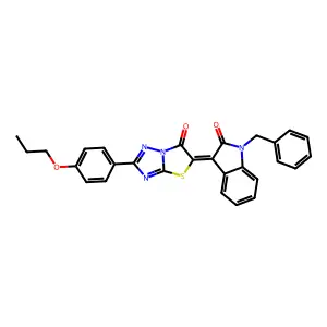 (3Z)-1-benzyl-3-[6-oxo-2-(4-propoxyphenyl)[1,3]thiazolo[3,2-b][1,2,4]triazol-5(6H)-ylidene]-1,3-dihydro-2H-indol-2-one structure