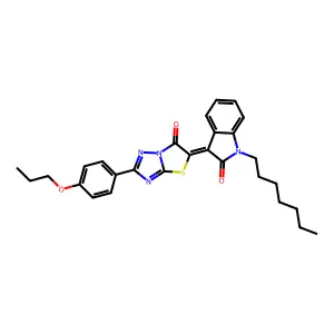 (3Z)-1-heptyl-3-[6-oxo-2-(4-propoxyphenyl)[1,3]thiazolo[3,2-b][1,2,4]triazol-5(6H)-ylidene]-1,3-dihydro-2H-indol-2-one structure