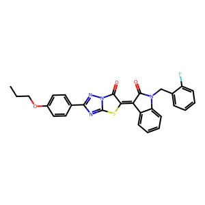 (3Z)-1-(2-fluorobenzyl)-3-[6-oxo-2-(4-propoxyphenyl)[1,3]thiazolo[3,2-b][1,2,4]triazol-5(6H)-ylidene]-1,3-dihydro-2H-indol-2-one structure