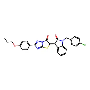 (3Z)-1-(4-chlorobenzyl)-3-[6-oxo-2-(4-propoxyphenyl)[1,3]thiazolo[3,2-b][1,2,4]triazol-5(6H)-ylidene]-1,3-dihydro-2H-indol-2-one structure