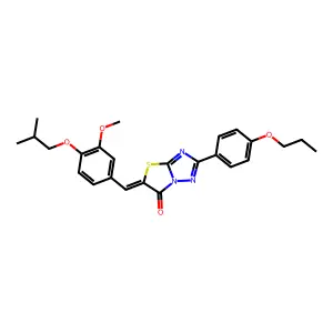 (Z)-5-(4-isobutoxy-3-methoxybenzylidene)-2-(4-propoxyphenyl)thiazolo[3,2-b][1,2,4]triazol-6(5H)-one structure